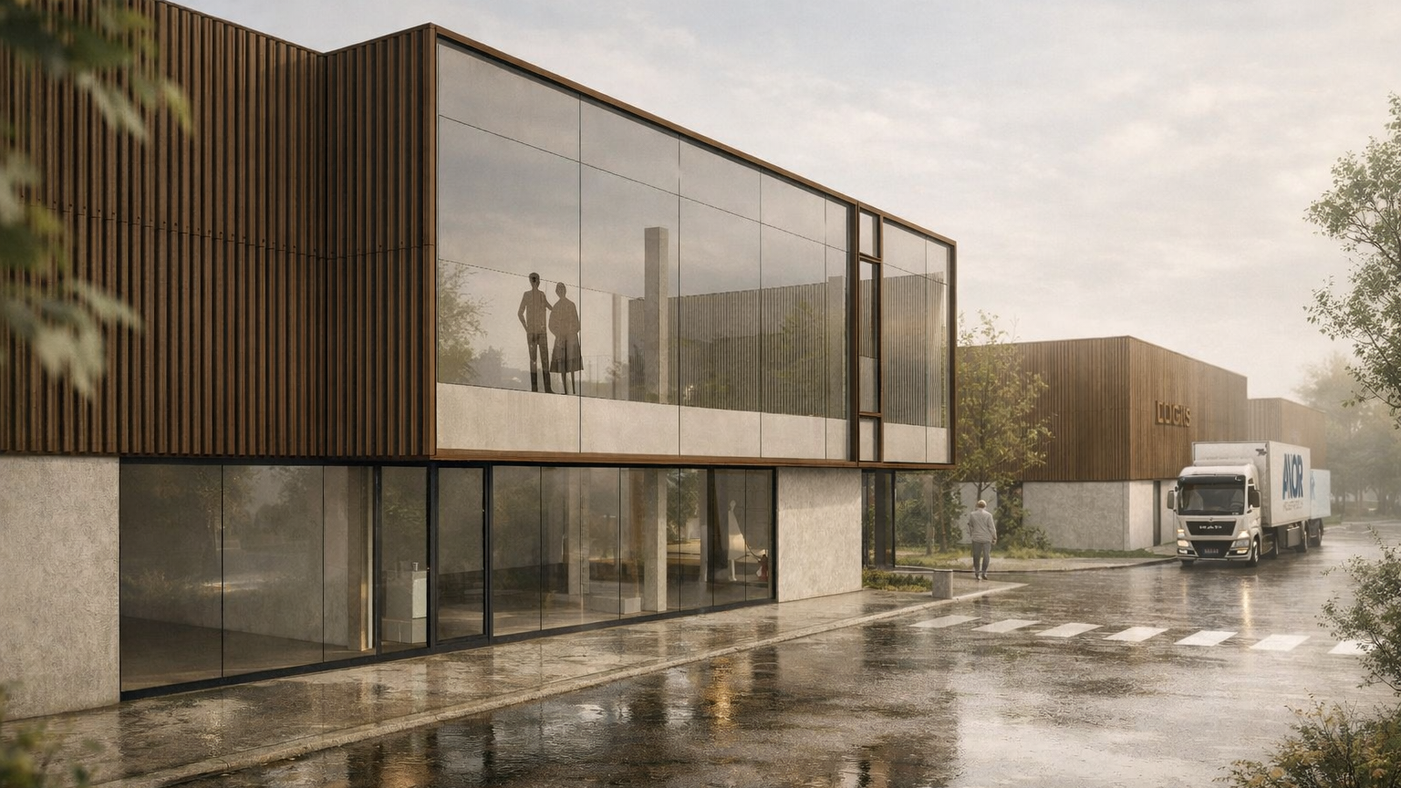 Architecte parc entreprises PME Wallonie - Rendus LeVerger - RG architectes