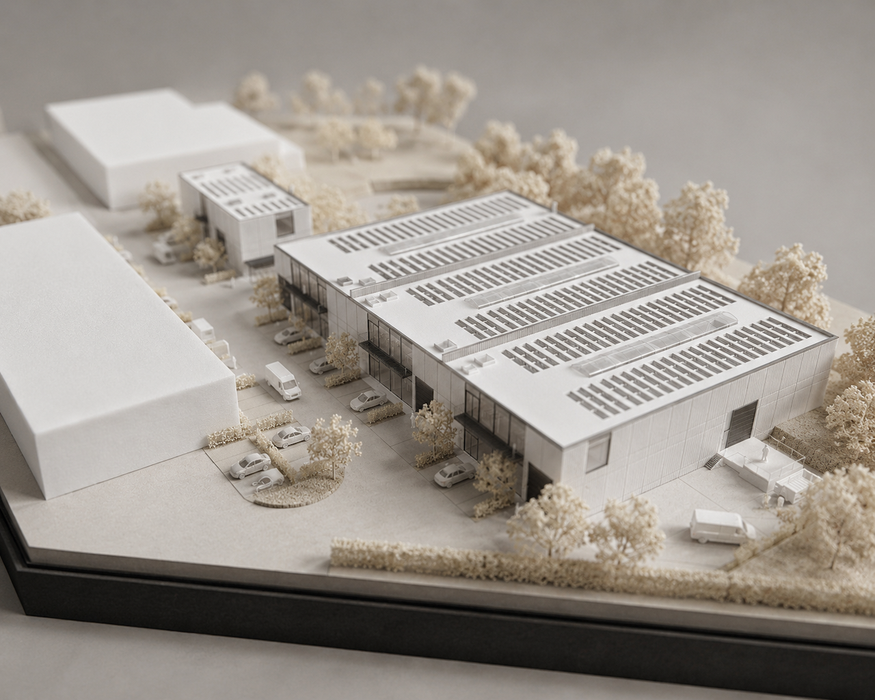 Architecte parc entreprises PME Braine - MDS Immo - Maquette RG architectes