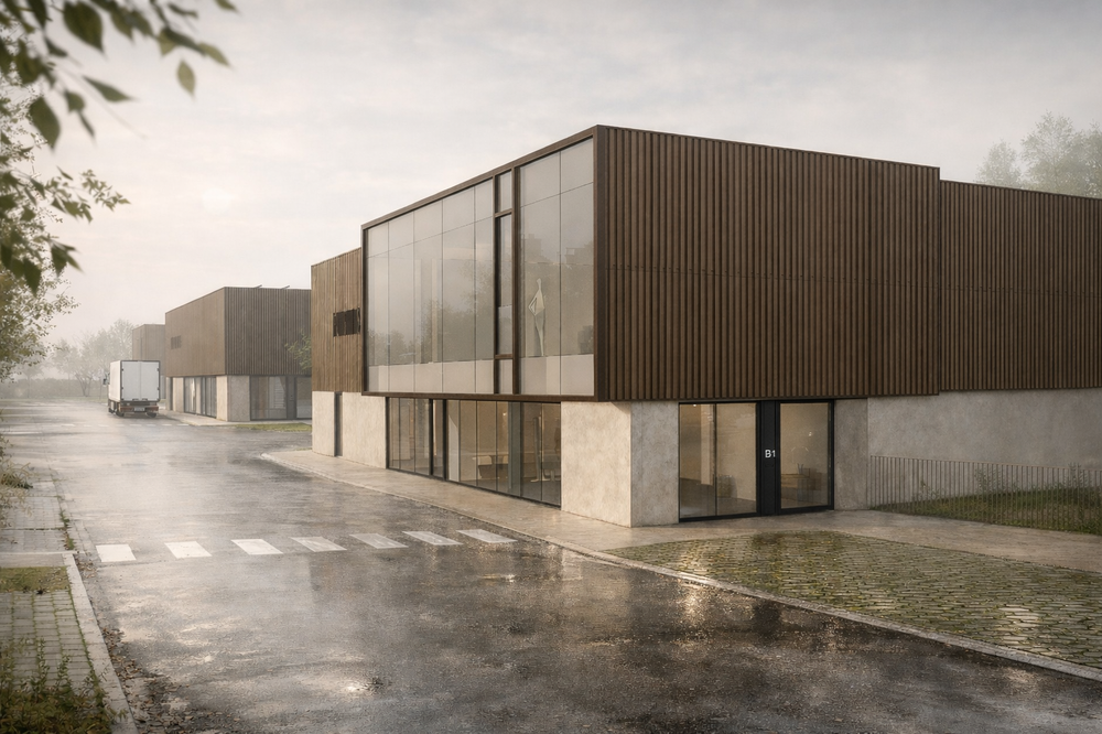 Architecte parc entreprises PME Wallonie - Rendus LeVerger - RG architectes