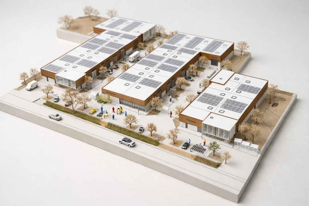 Architecte parc entreprises PME Wallonie - Rendus LeVerger - RG architectes