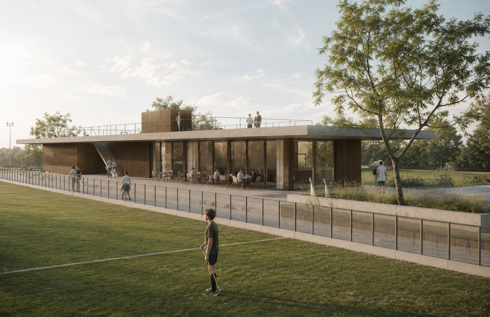RG architectes - Hoekies architecture complexe sport Rhode Saint Genèse - Rendu 3D