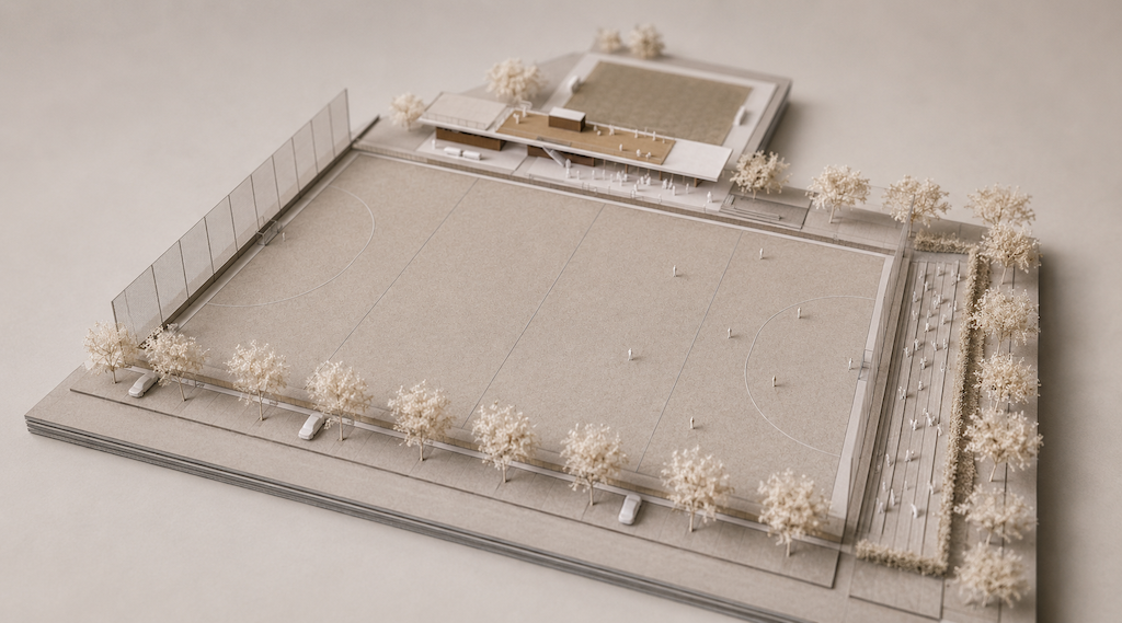 RG architectes - Hoekies architecture complexe sport Rhode Saint Genèse - Maquette