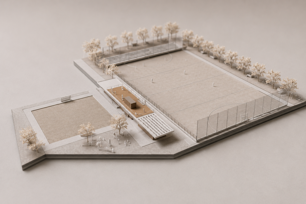 RG architectes - Hoekies architecture complexe sport Rhode Saint Genèse - Maquette