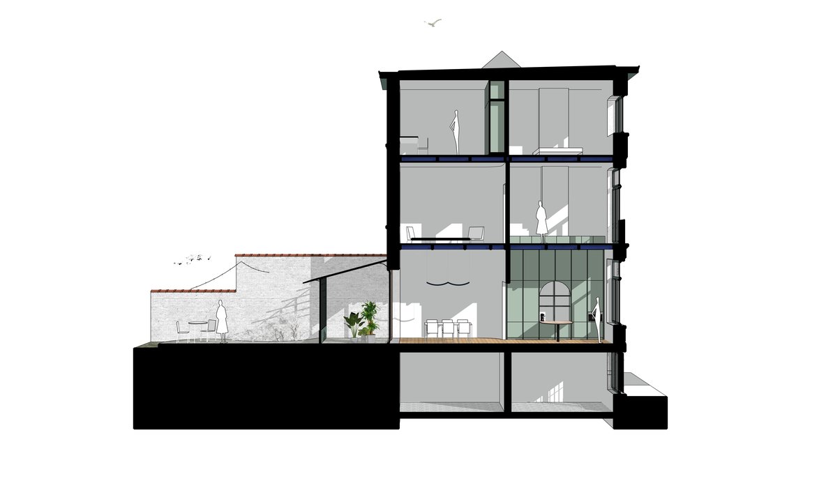 RG architectes - Saisons - Rénovation totale maison Ixelles - Plan Coupe 1