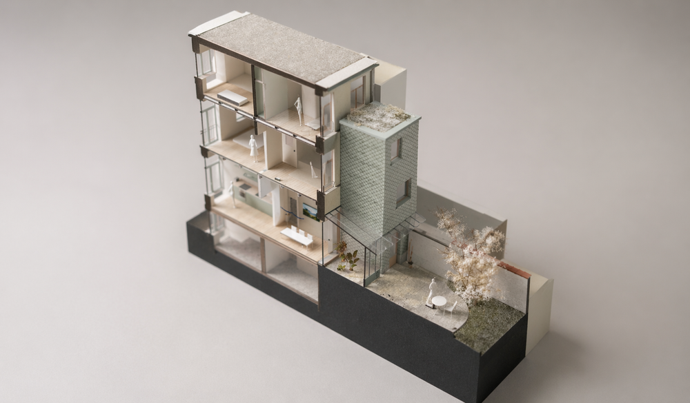 RG architectes - Saisons - Maquette renovation complete maison Ixelles