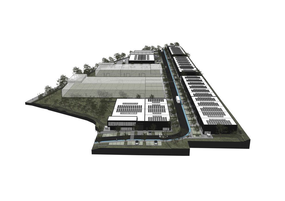 RG architectes -  Sambre vue bâtiment bureaux PME industriel Tamines plan architecture