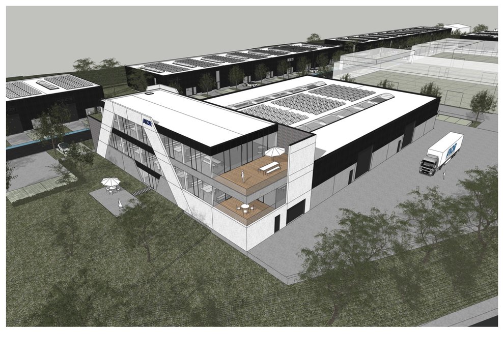 RG architectes -  Sambre vue bâtiment bureaux PME industriel Tamines plan architecture