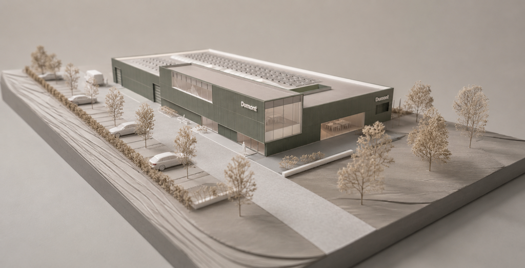 RG architectes industriel Dumont instruments Nivelles maquette batiment