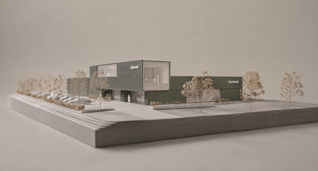 RG architectes industriel Dumont instruments Nivelles maquette batiment
