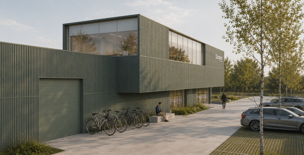 RG architectes industriel Nivelles rendu batiment neuf bardage