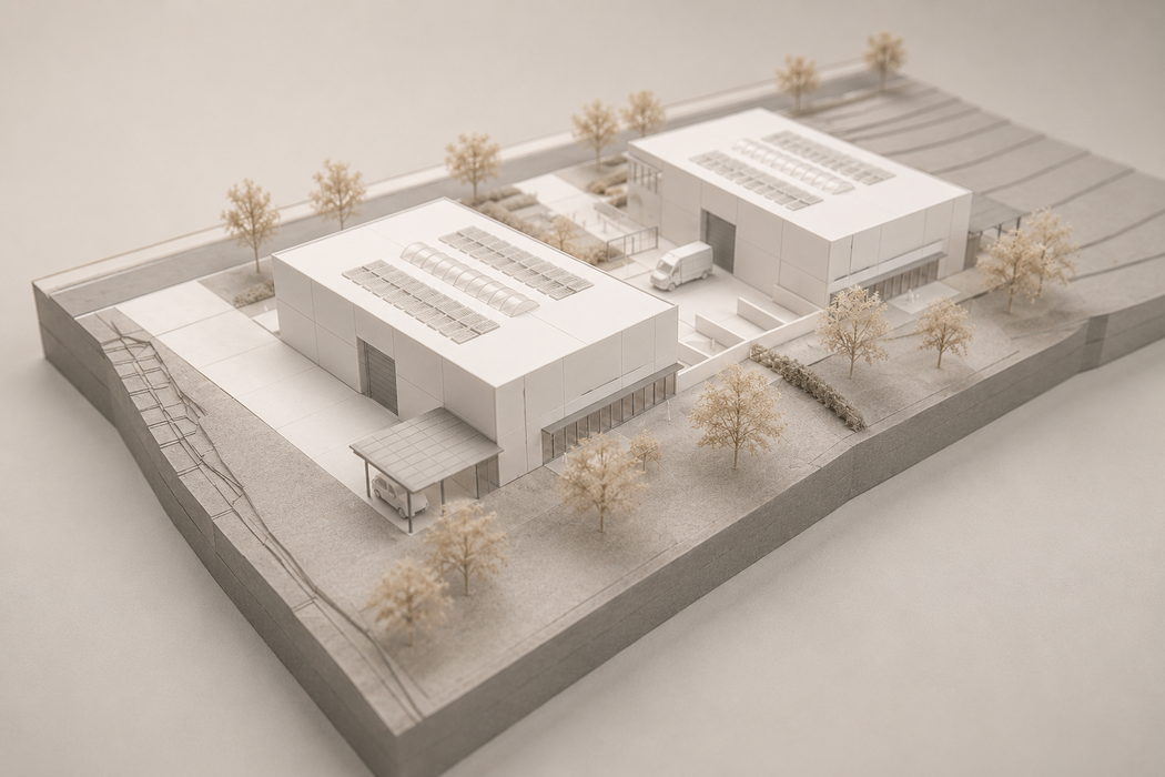 RG architectes Rhainotte ensemble industriel à Beauraing maquette